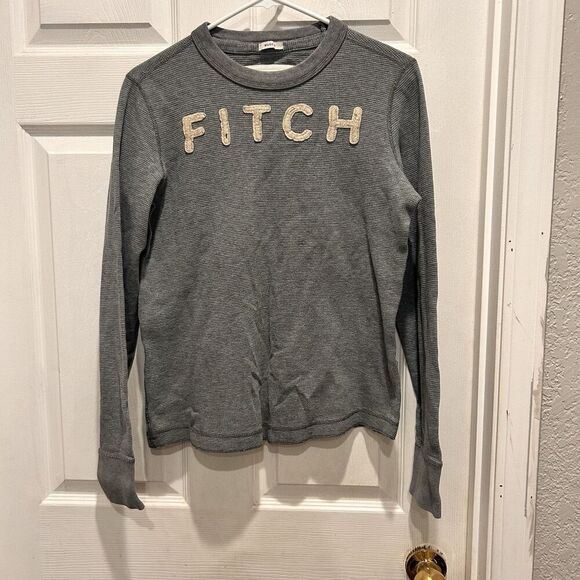 Abercrombie & Fitch Mens‎ Muscle Thermal Long Sleeve Gray Spellout Small Y2K - Picture 1 of 7